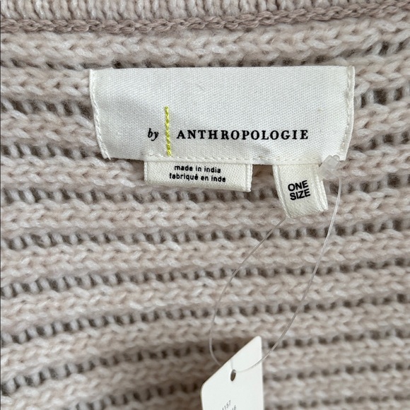 Anthropologie Cropped Turtleneck Tan Poncho Sweater One Size Fits Most Fringe - Picture 9 of 10